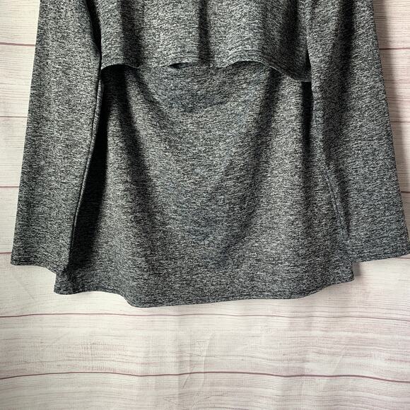 Dark Heather Gray Long Sleeve Athletic Shirt Back Slit Opening - Picture 7 of 14